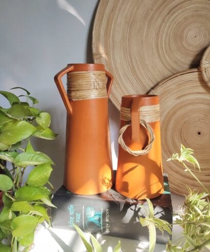 A003: BOHO THEME TERRACOTTA ANTIQUE VASE (SET OF 2)