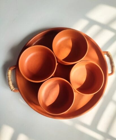 EARTHEN TRAY WITH DESSERT BOWL (5 PCS)