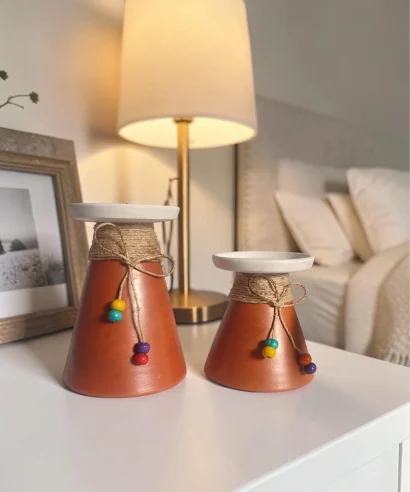 Earthen Charm Candle Holder Set