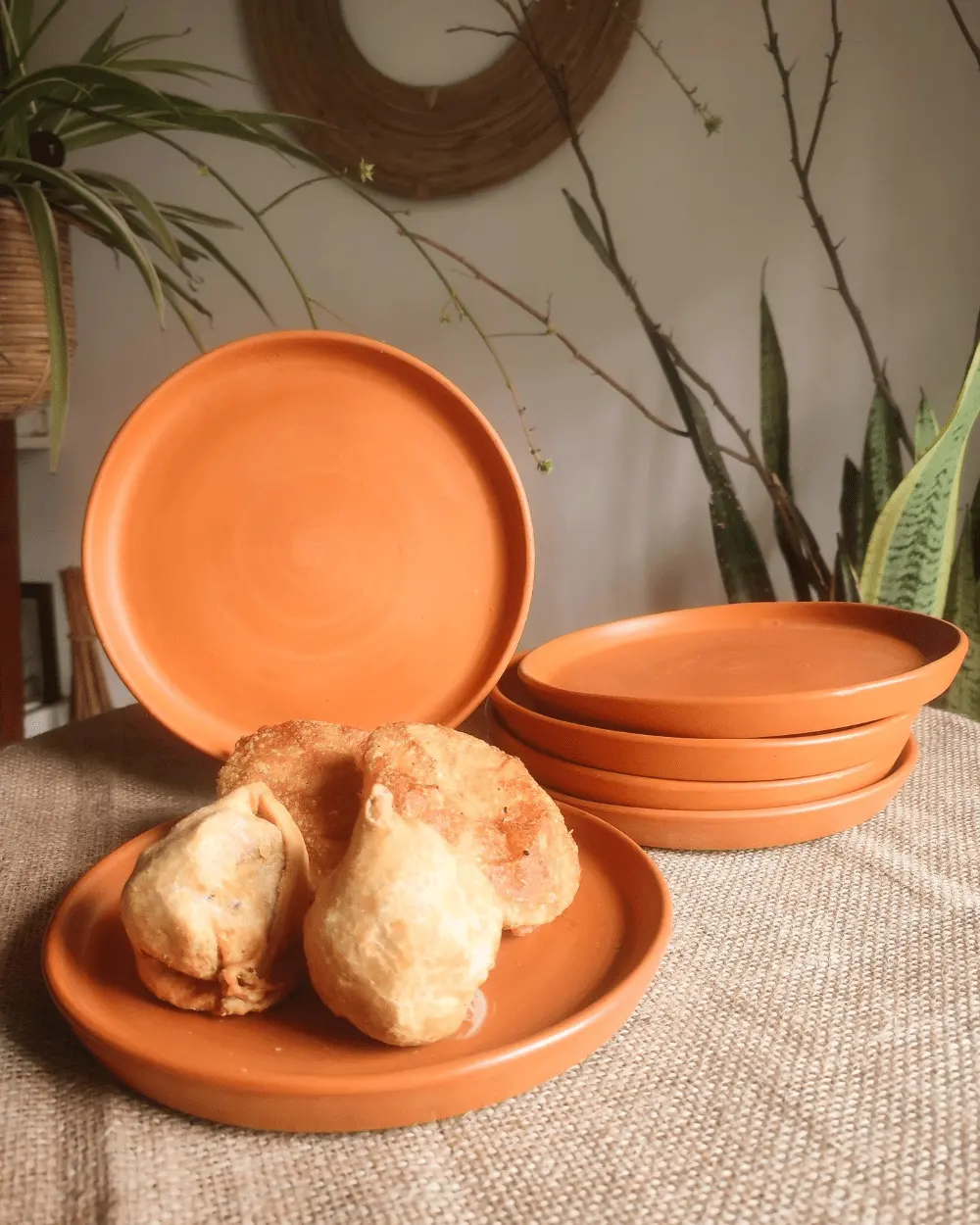 handmade terracotta side plates for serving desserts