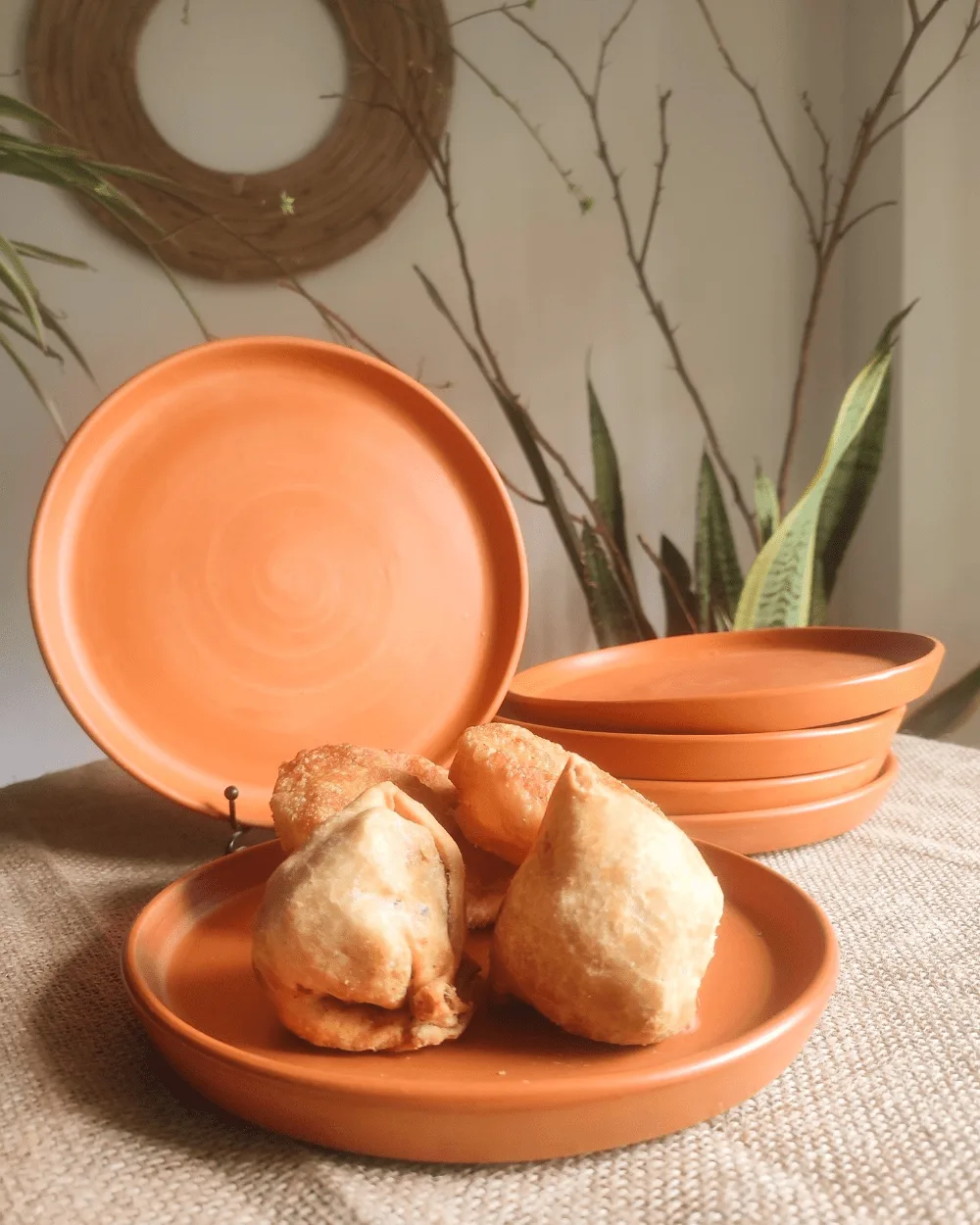 handmade terracotta side plates for serving desserts