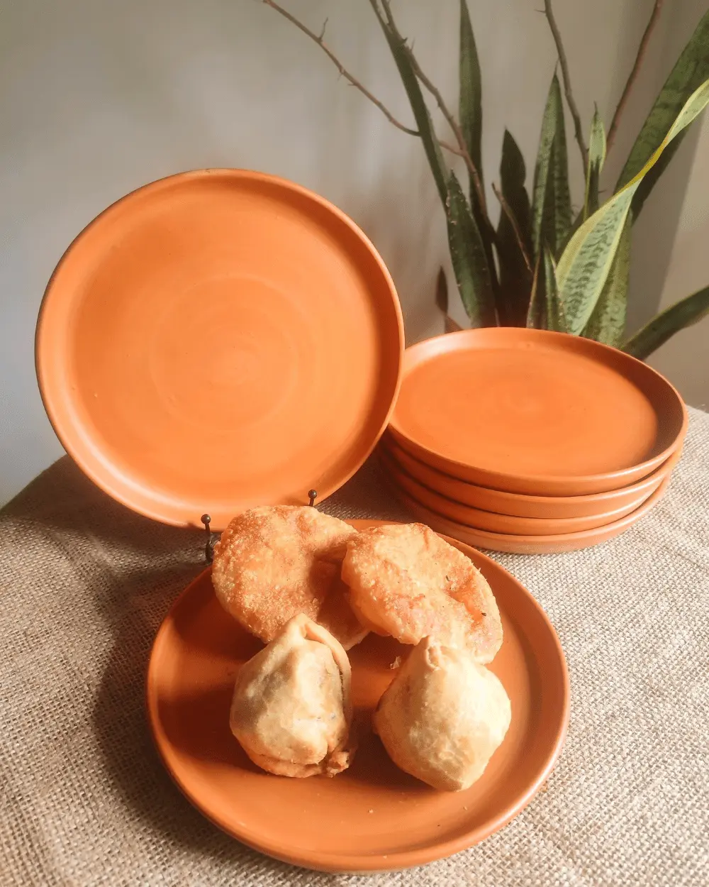 handmade terracotta side plates for serving desserts